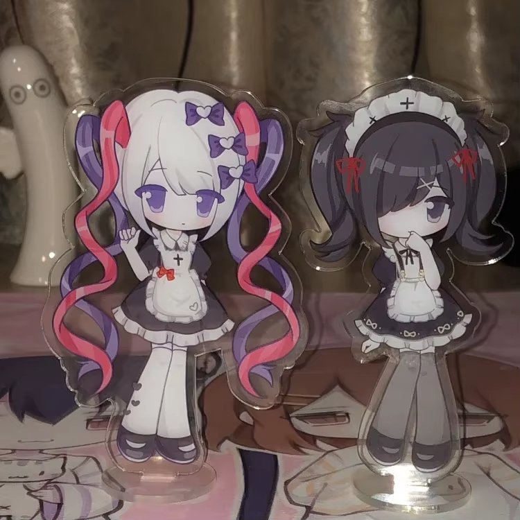 Desk Accessories - 「NEEDY GIRL OVERDOSE」のアクリル製スタンドフィギュア2点セット。アニメキャラクターのデスク用ディスプレイスタンド。コレクションとしても、またファンへのプレゼントとしても最適。