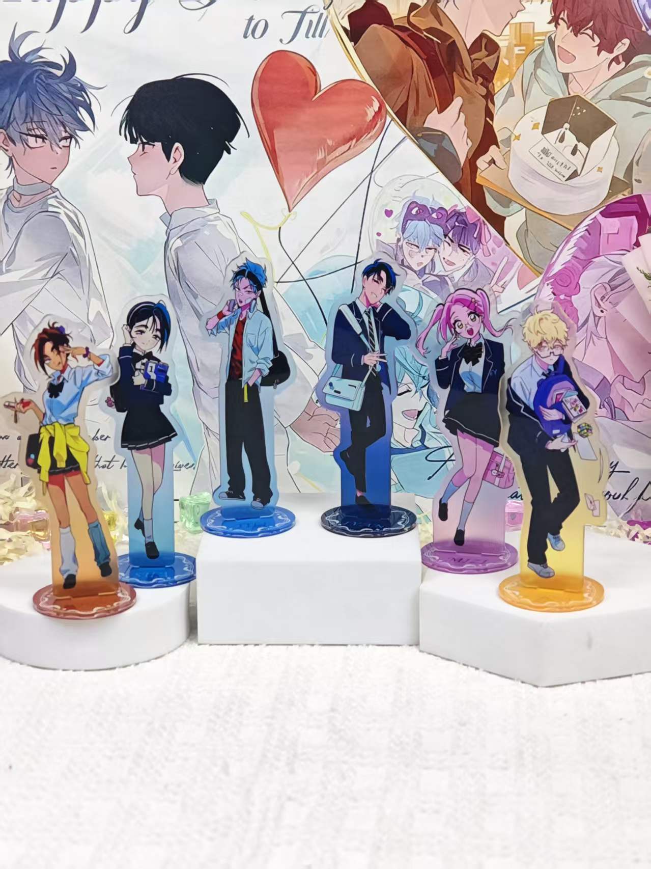 Desk Accessories - エイリアン・ステージ・キャンパス AU アクリルスタンドセット。かわいいアニメキャラクターのデスク装飾スタンドフィギュア。ファン向けのコレクションギフト。