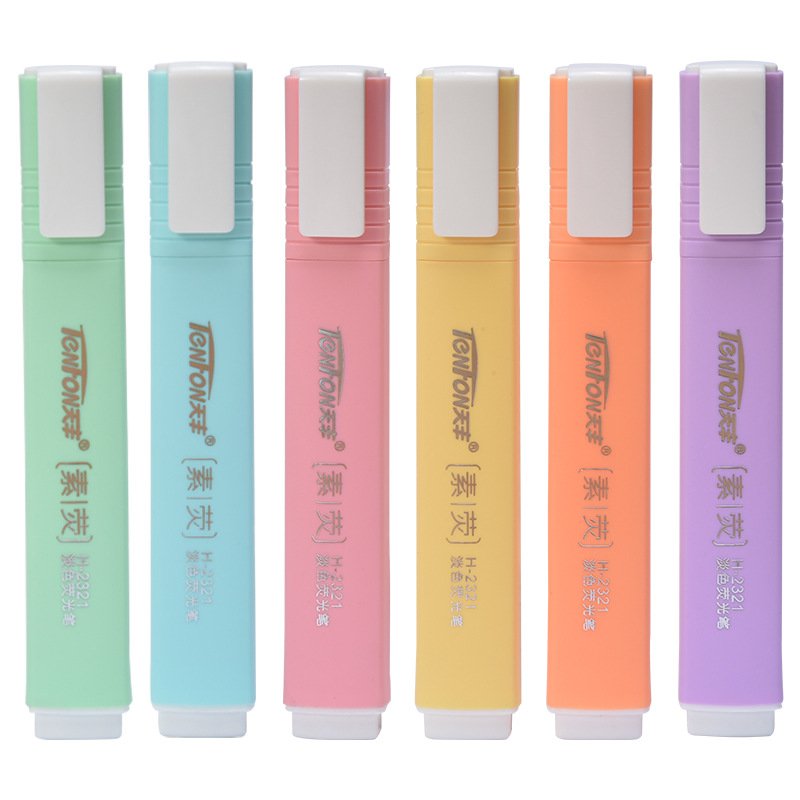 Pastel Highlighter Set Double Ended - 6 ピース/セットフラット形状淡い色の蛍光ペン蛍光ペンアートマーカーギフト文具蛍光ペンセットパステル蛍光ペン