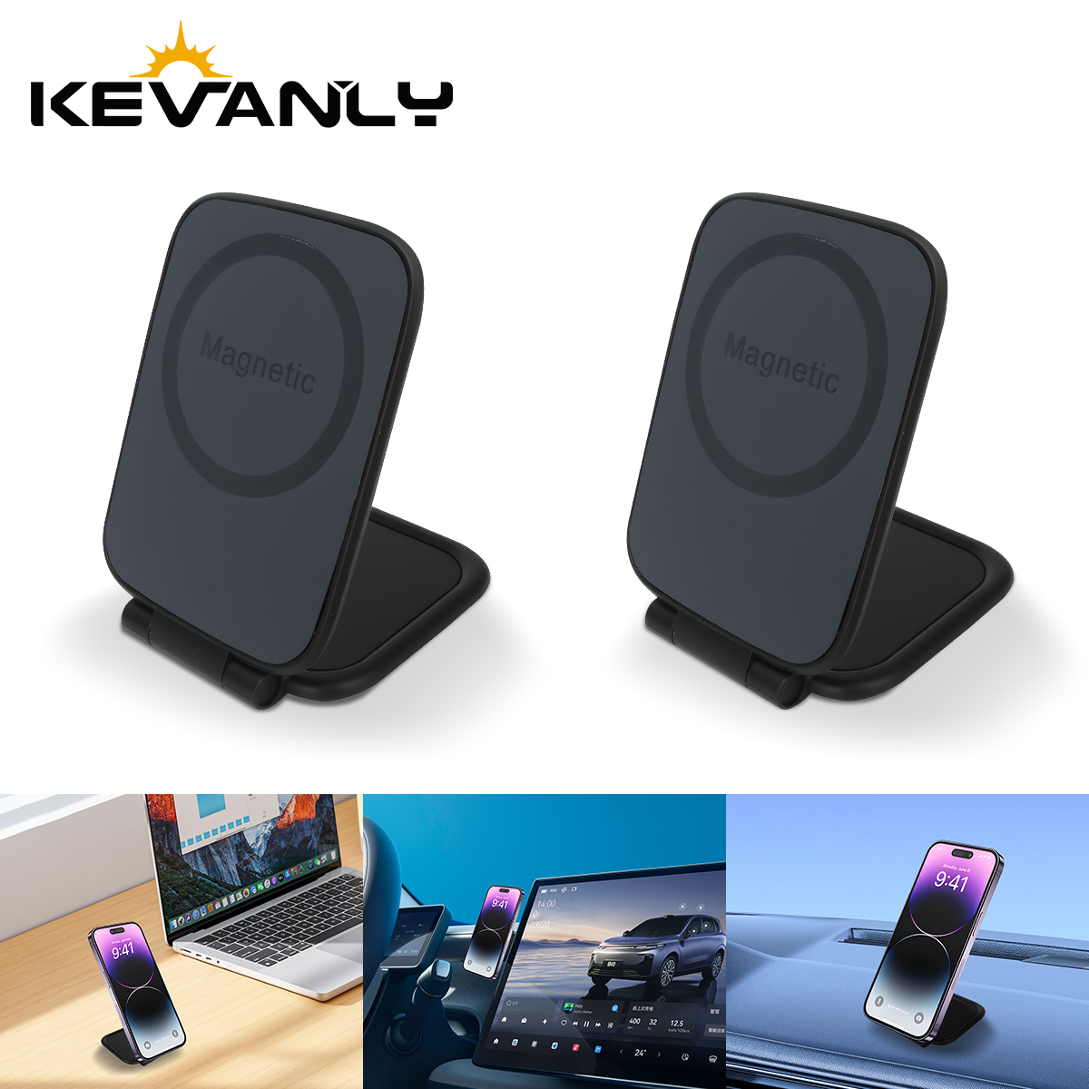 Desk Accessories - ユニバーサル超薄型車磁気携帯電話ホルダー調節可能な折りたたみ式防振車両ナビゲーション電話スタンドアクセサリー