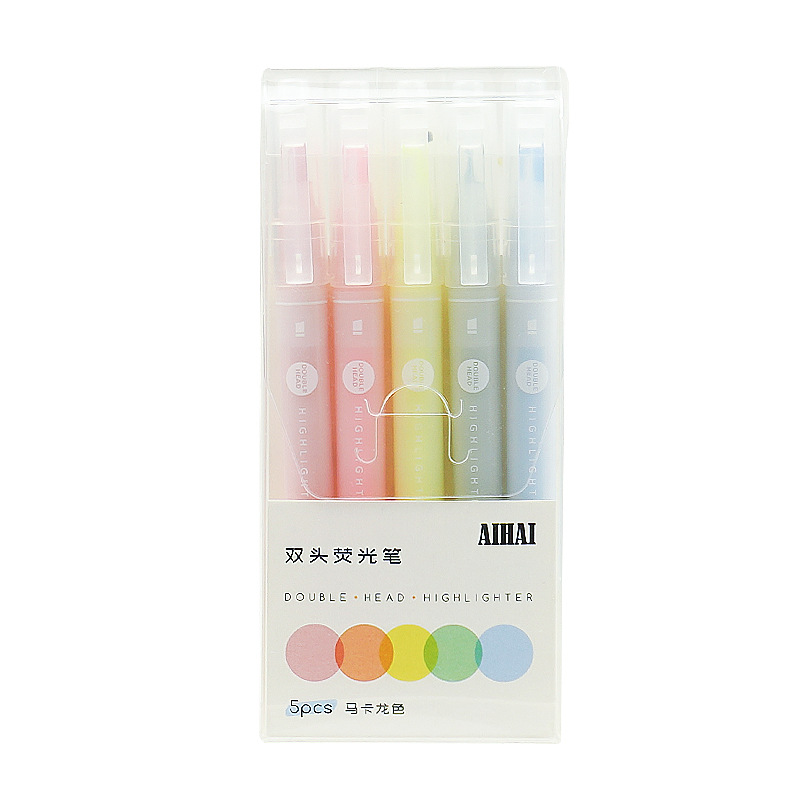 5 色ダブルユニークなウィンドウチップ蛍光ペンダブルヘッドパ - Pastel Highlighter Set Double Ended のレビューと価格
