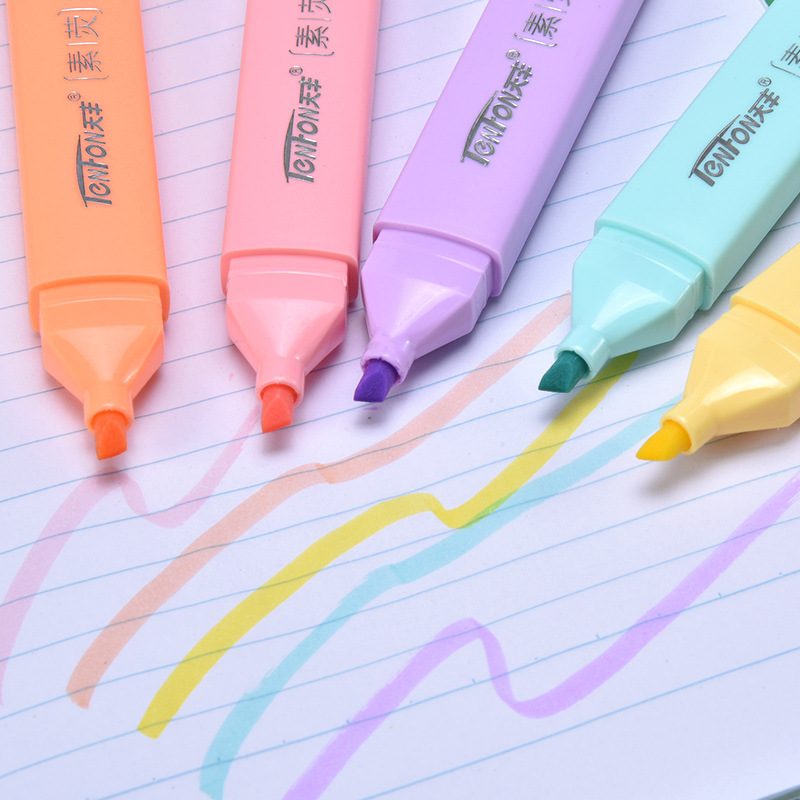 6 ピース/セットフラット形状淡い色の蛍光ペン蛍光ペンアート - Pastel Highlighter Set Double Ended のレビューと価格
