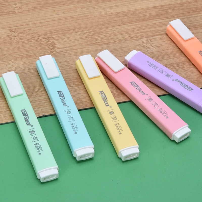 6 ピース/セットフラット形状淡い色の蛍光ペン蛍光ペンアート - Pastel Highlighter Set Double Ended のレビューと価格