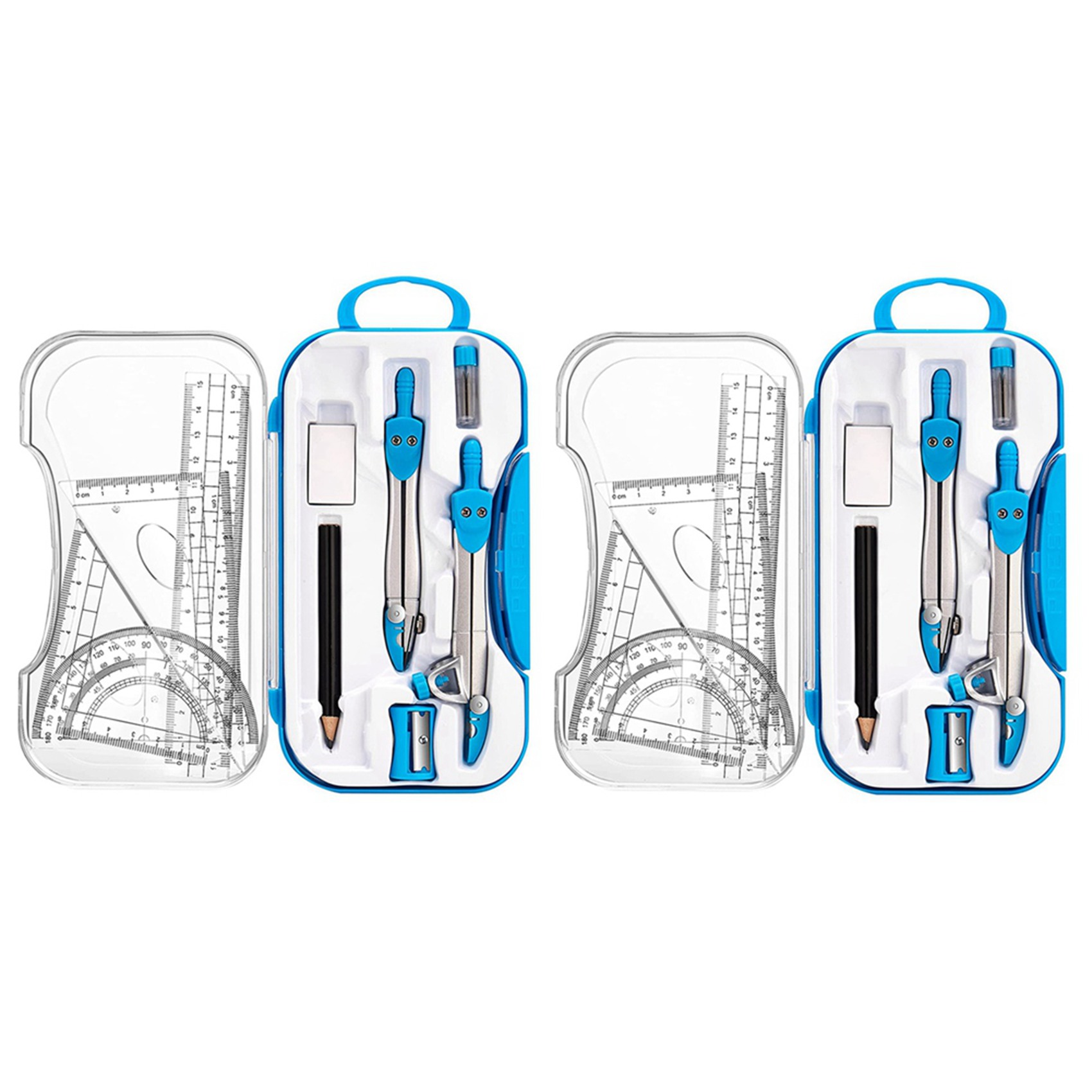 「スーパー・ジオメトリ」20点セット。コンパス、分度器、定規 - Math Geometry Set With Compass のレビューと価格