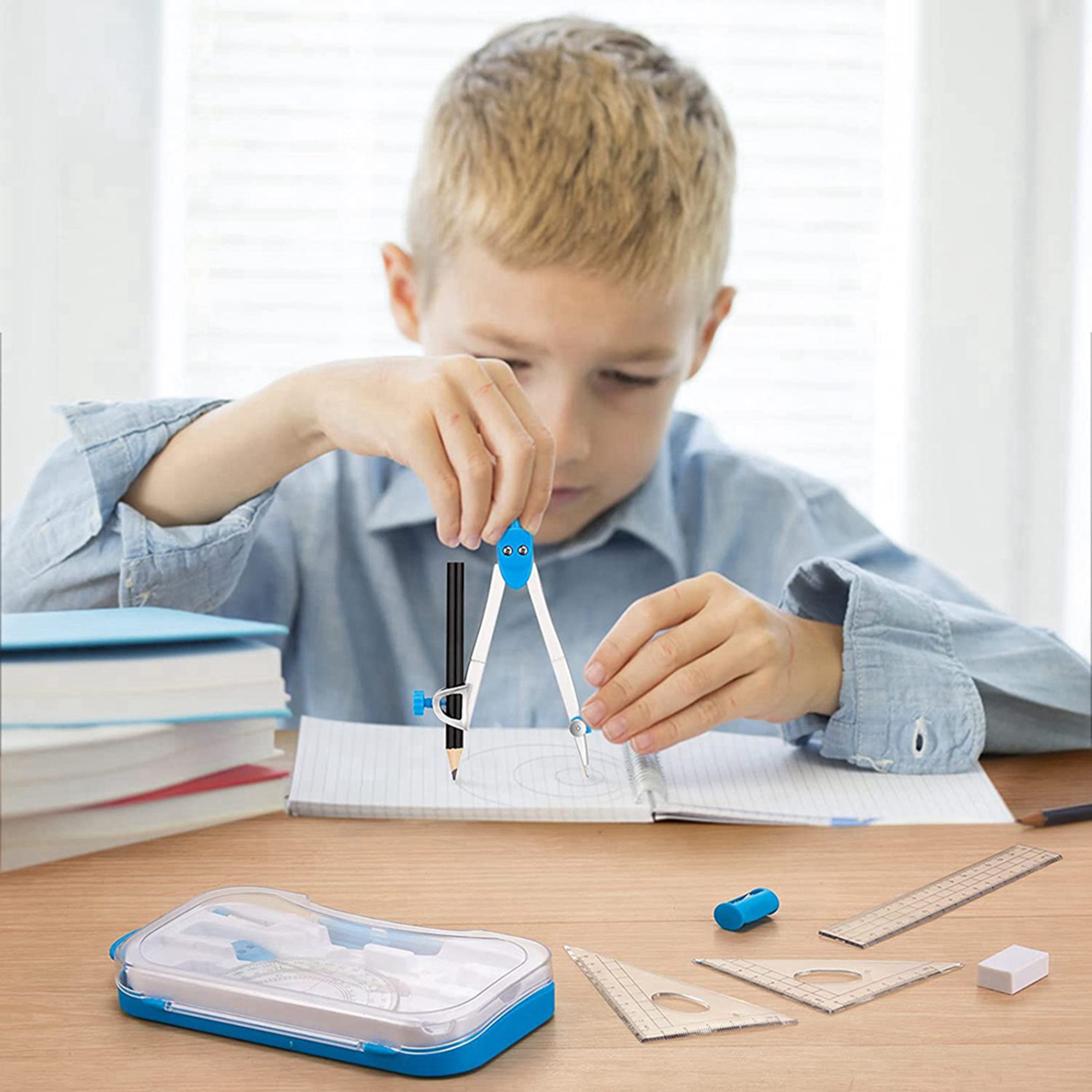 「スーパー・ジオメトリ」20点セット。コンパス、分度器、定規 - Math Geometry Set With Compass のレビューと価格
